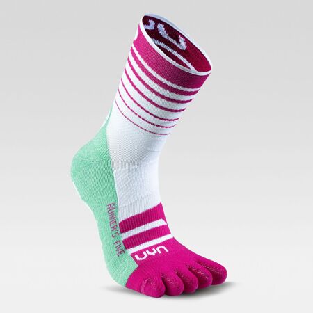 Șosete de alergare UYN Runner's Five Socks pentru femei White-Fuchsia