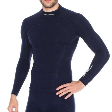 Tricou termic Brubeck Extreme Wool Longsleeve pentru bărbați Navy/Blue